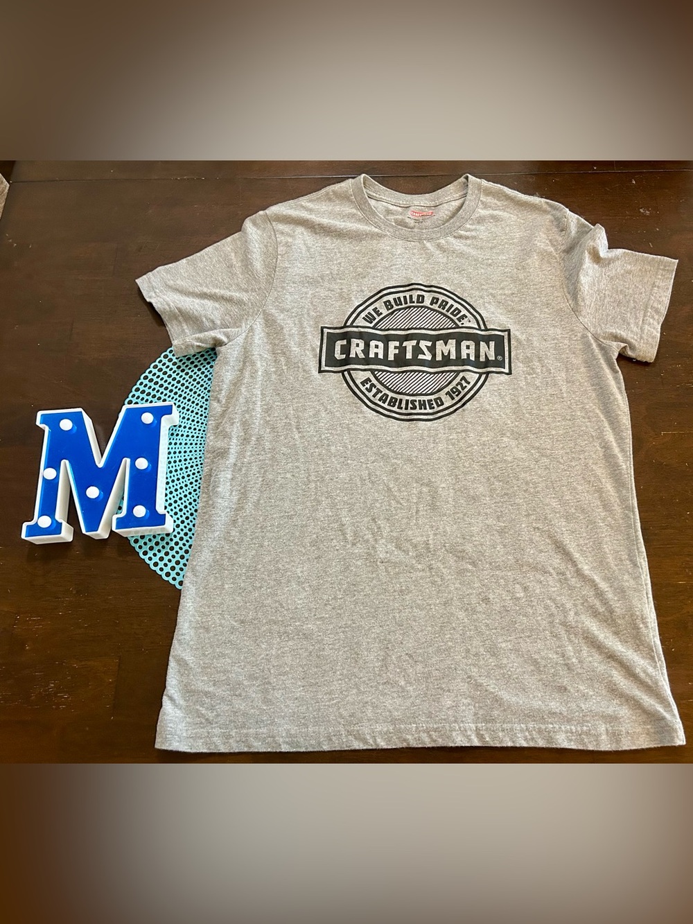 Craftsman Unisex Tee Shirt; Gray w/ Logo; Size L